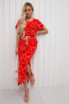 Платье длинное красное с разрезами Селена №5 Valentina(фото2)